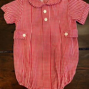 Little English Red Gingham Baby Romper